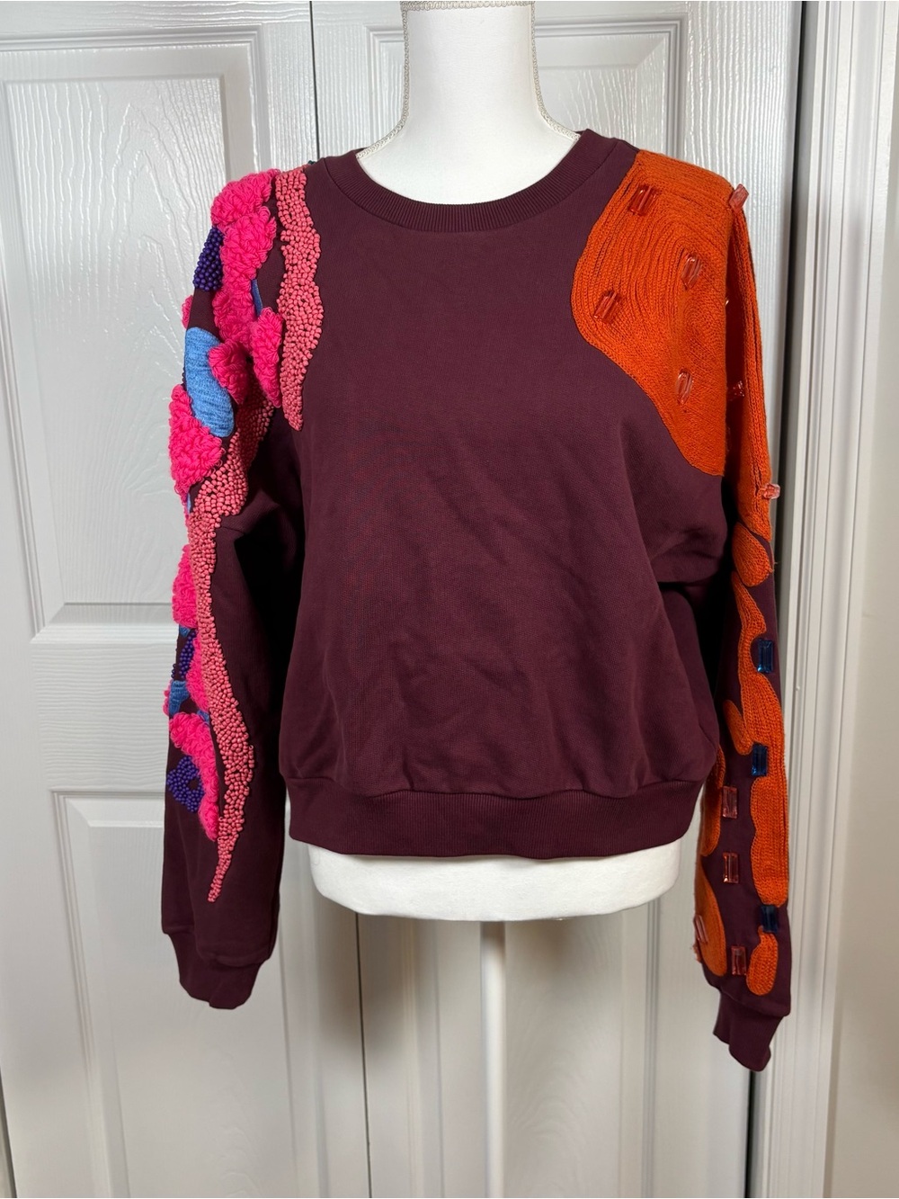 Joanne Hynes Geometric Hardware Embellished Statement Sweatshirt M